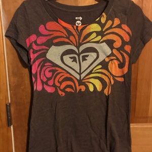 Roxy XL brown tshirt with colorful logo